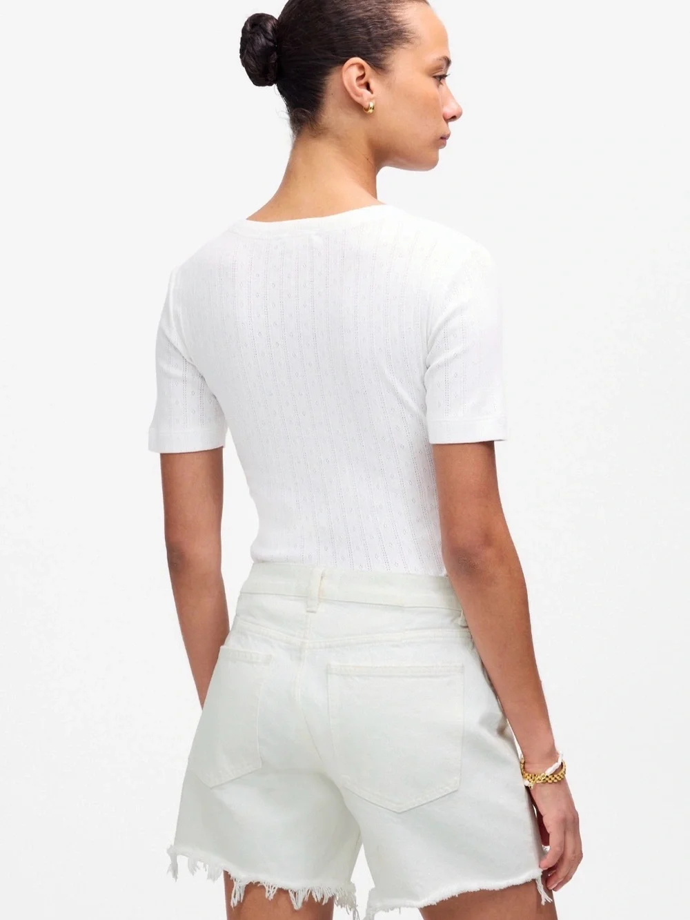 Madewell The Brynn Long Short Size 33 White Denim NWT